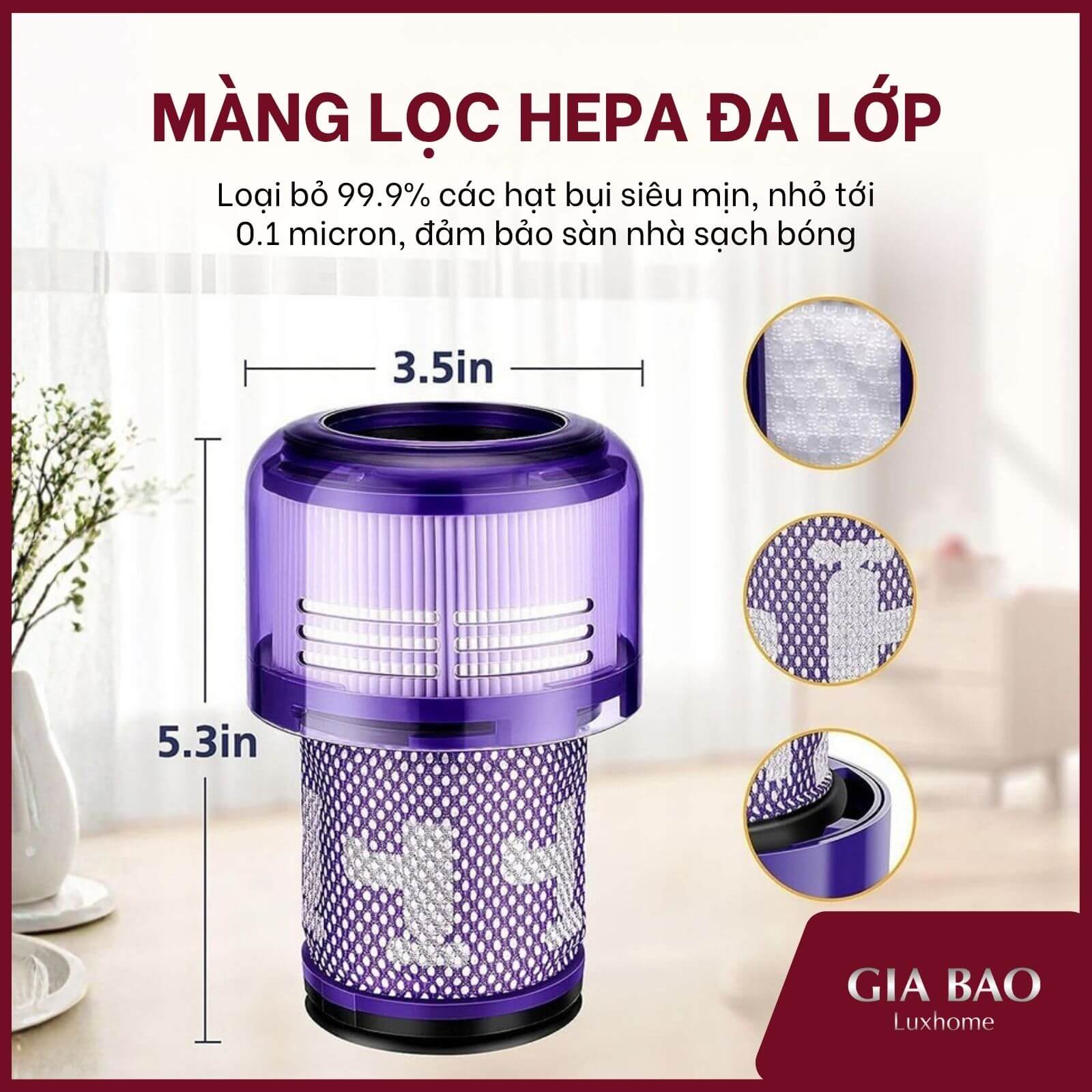 Bộ lọc Hepa kín khí giữ lại 99,99% bụi mịn Bộ lọc Hepa kín khí giữ lại 99,99% bụi mịn