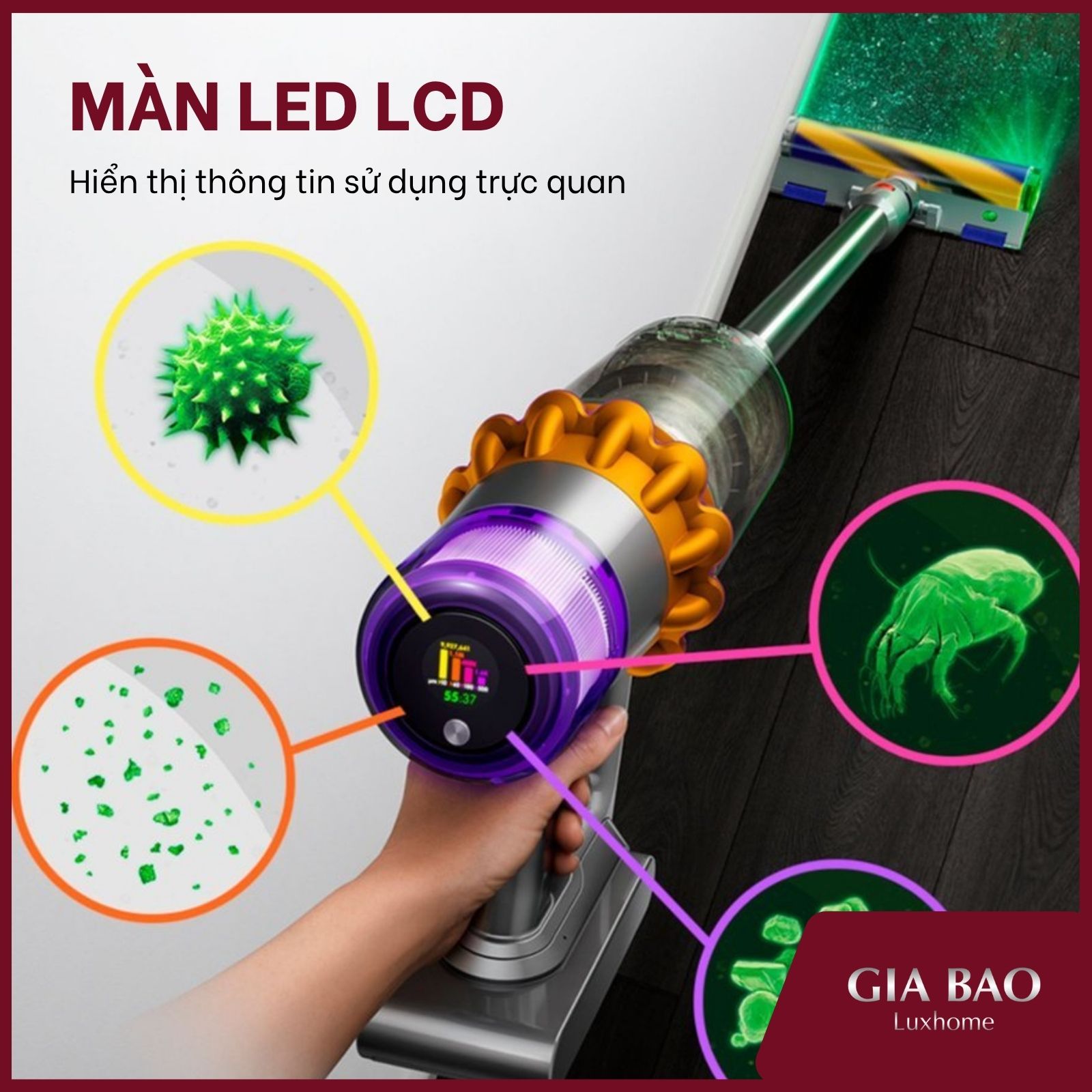 Màn hình LCD hiển thị các thông tin trực quan Màn hình LCD hiển thị thông tin làm sạch trực quan