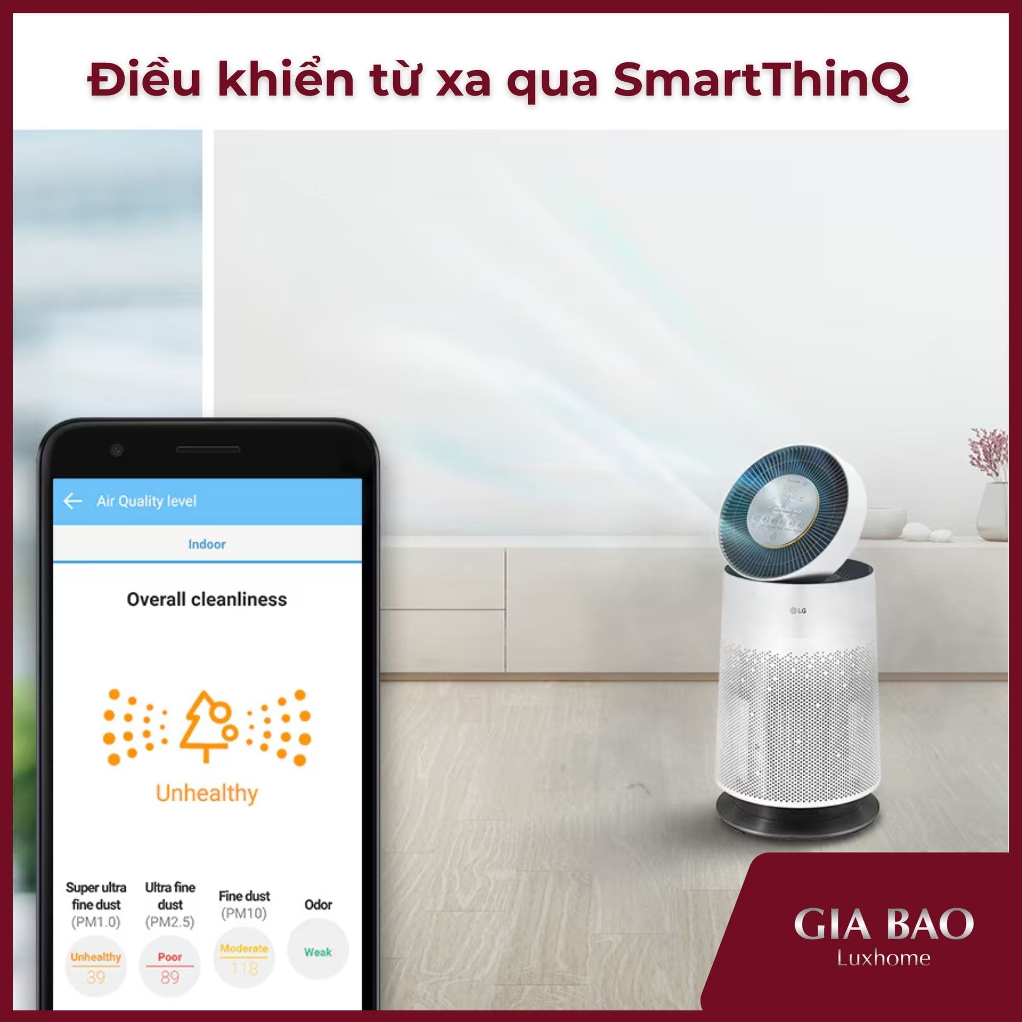 Dễ dàng điều khiển máy lọc không khí LG AS65GDWH0 từ xa