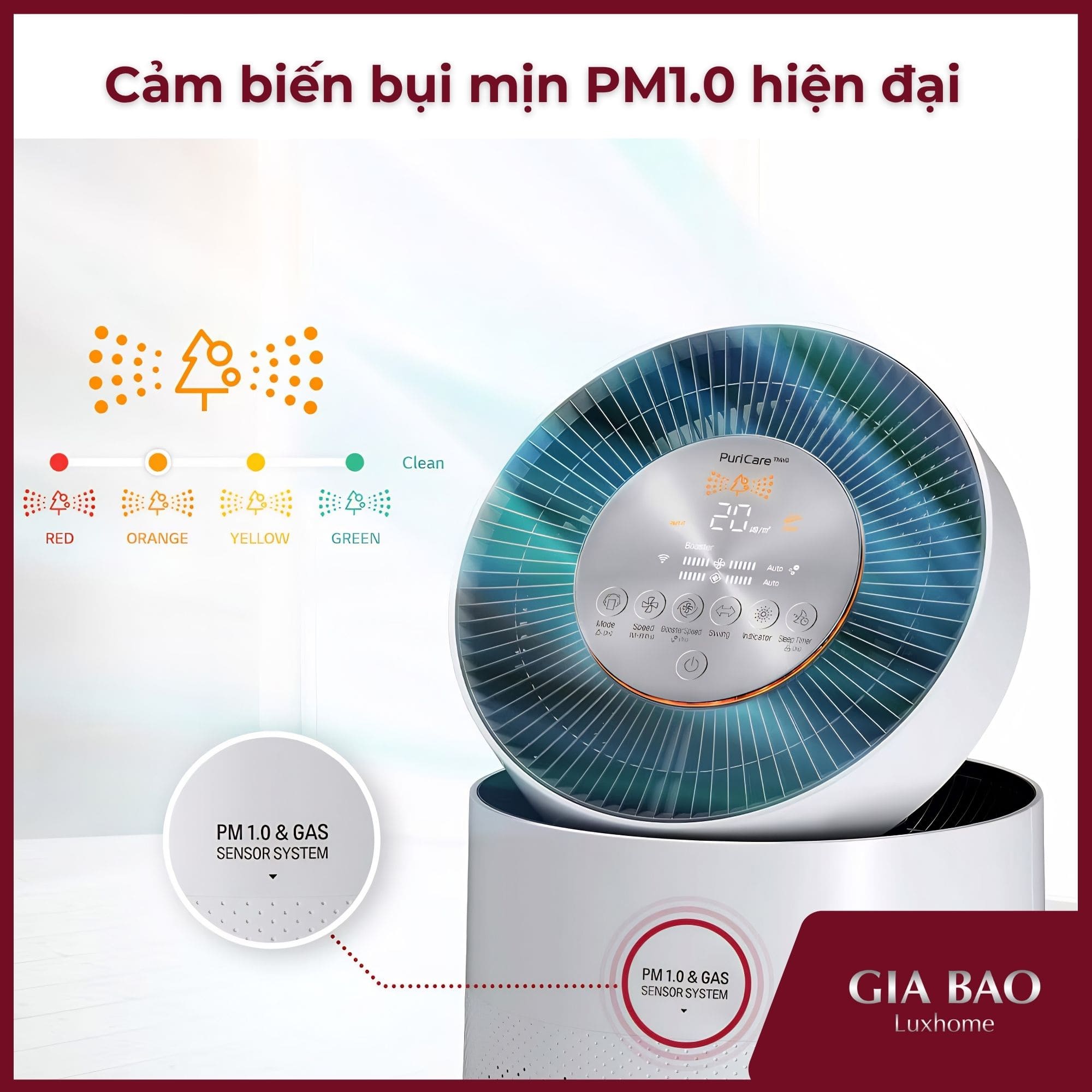 Máy lọc không khí LG AS65GDWH0 có khả năng cảm biến bụi mịn