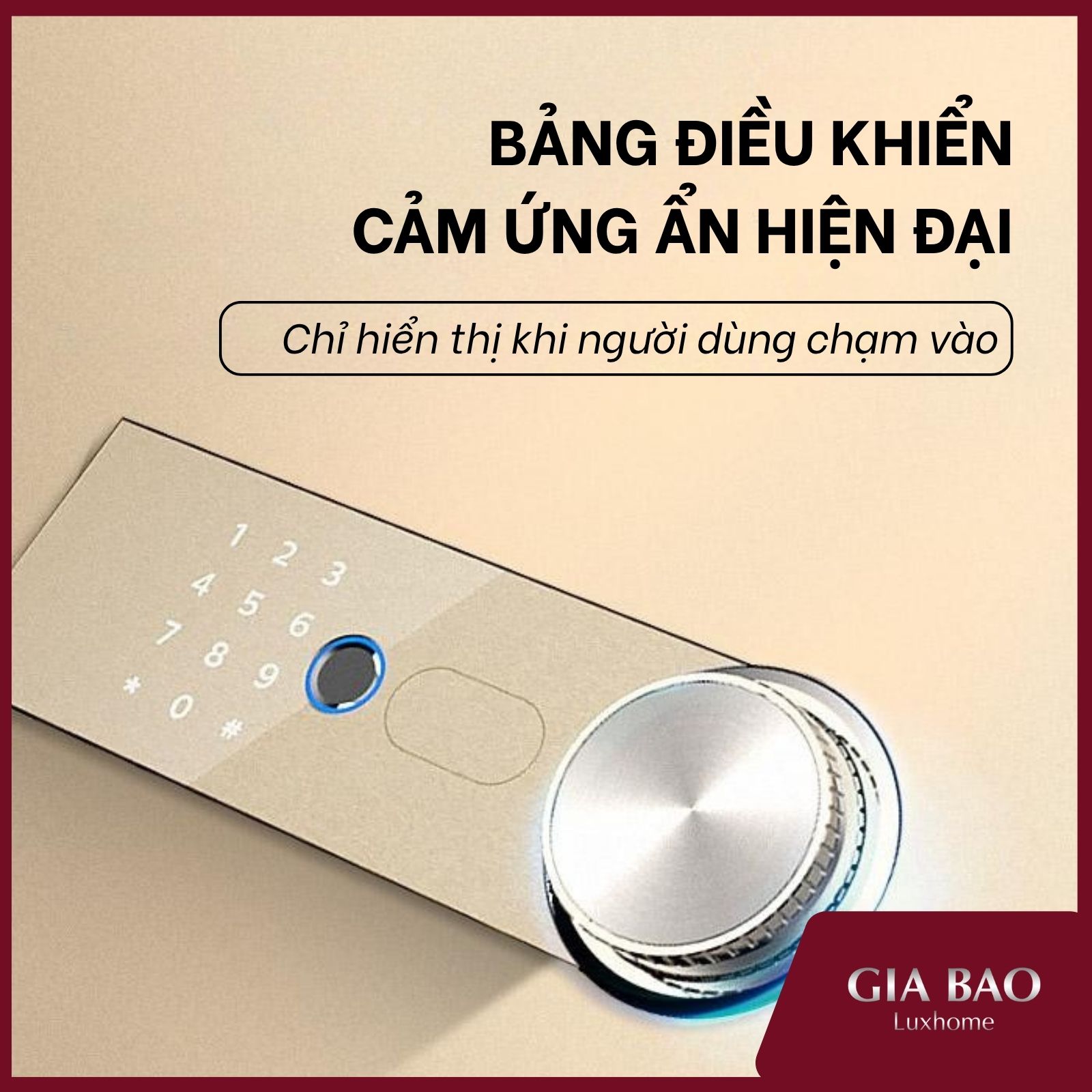 Cơ chế mở két được tích hợp chìm trong cánh cửa