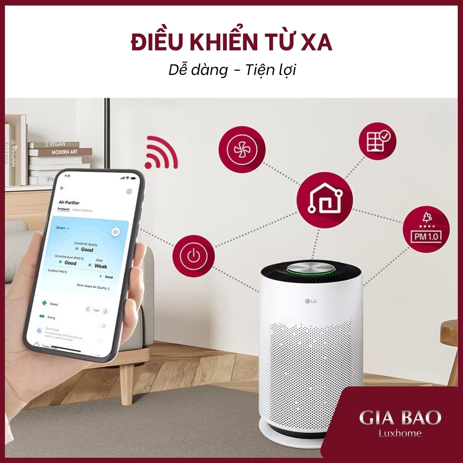 Máy lọc không khí LG AS60GHWG0 có tính năng điều khiển từ xa