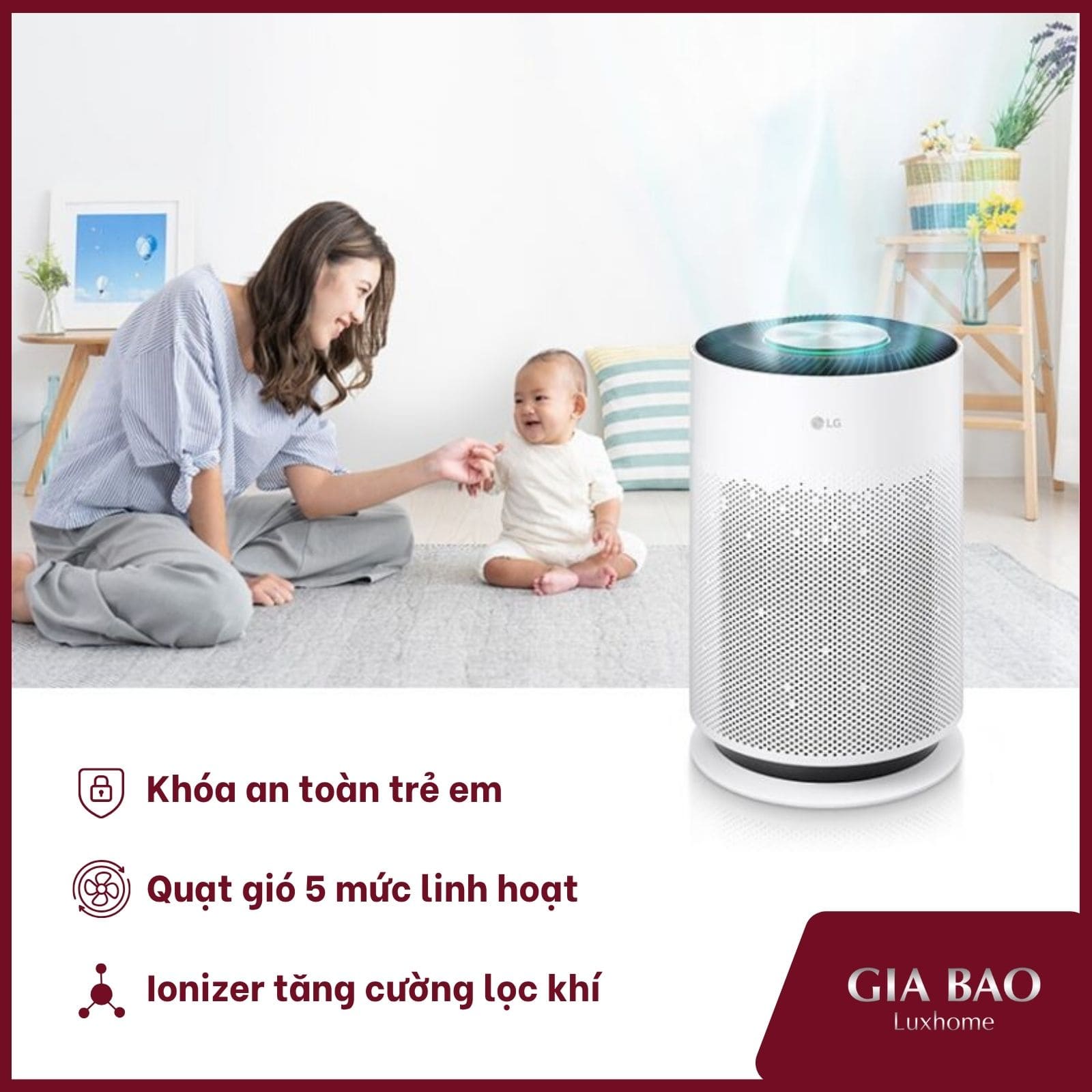 Tiện ích của máy lọc không khí LG PuriCare 360 Hit AS60GHWG0 Tiện ích của máy lọc không khí LG PuriCare 360 Hit AS60GHWG0