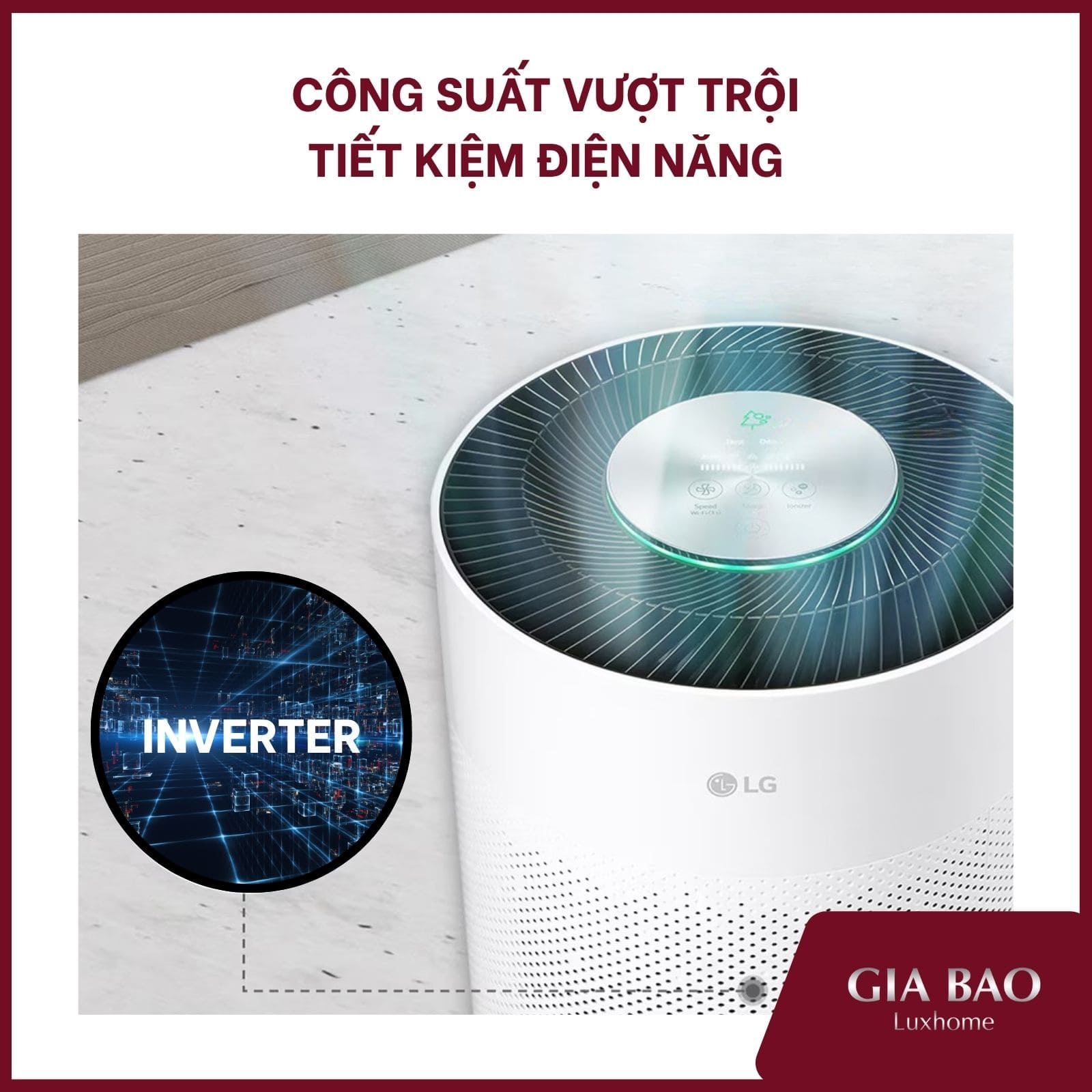 Máy lọc không khí LG PuriCare 360 Hit AS60GHWG0 có động cơ inverter