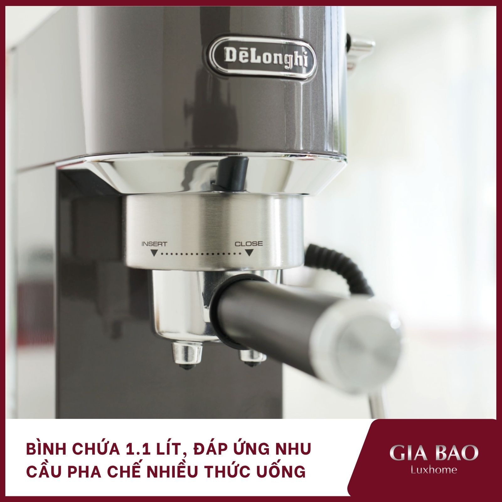 Bình chứa 1.1 lít, đáp ứng nhu cầu pha chế nhiều thức uống cà phê