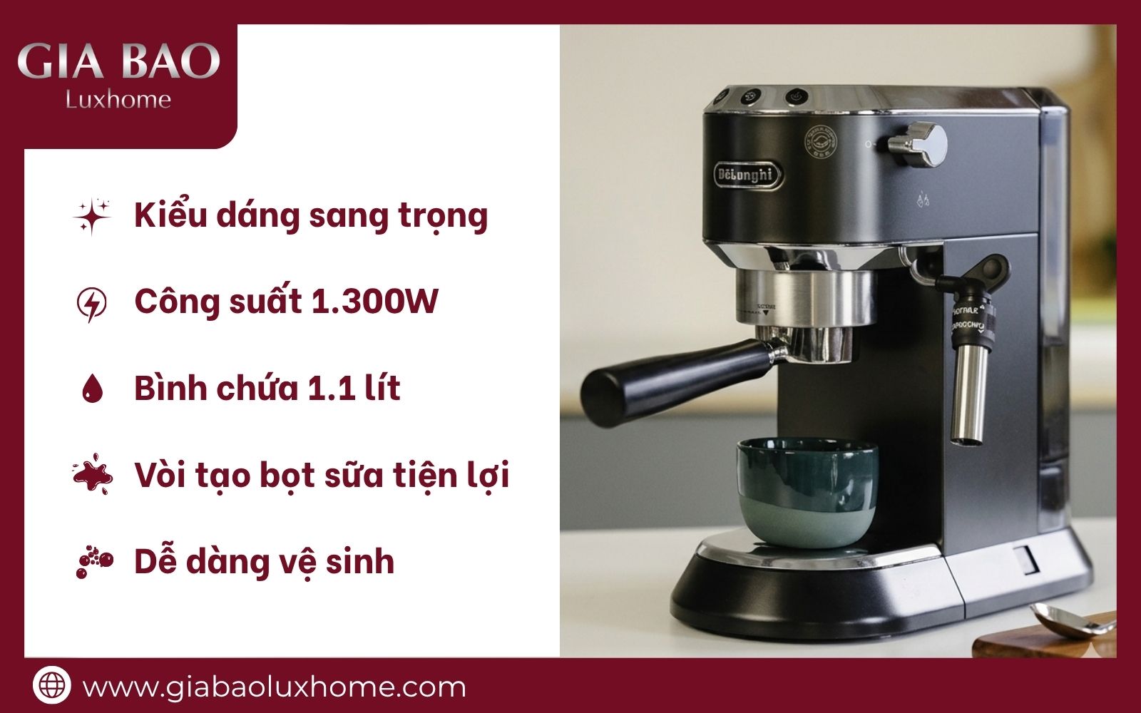 De’Longhi EC685.BK – Máy pha chế Espresso thơm ngon chuẩn vị Ý Ưu điểm nổi bật của máy pha cà phê Delonghi EC685 BK