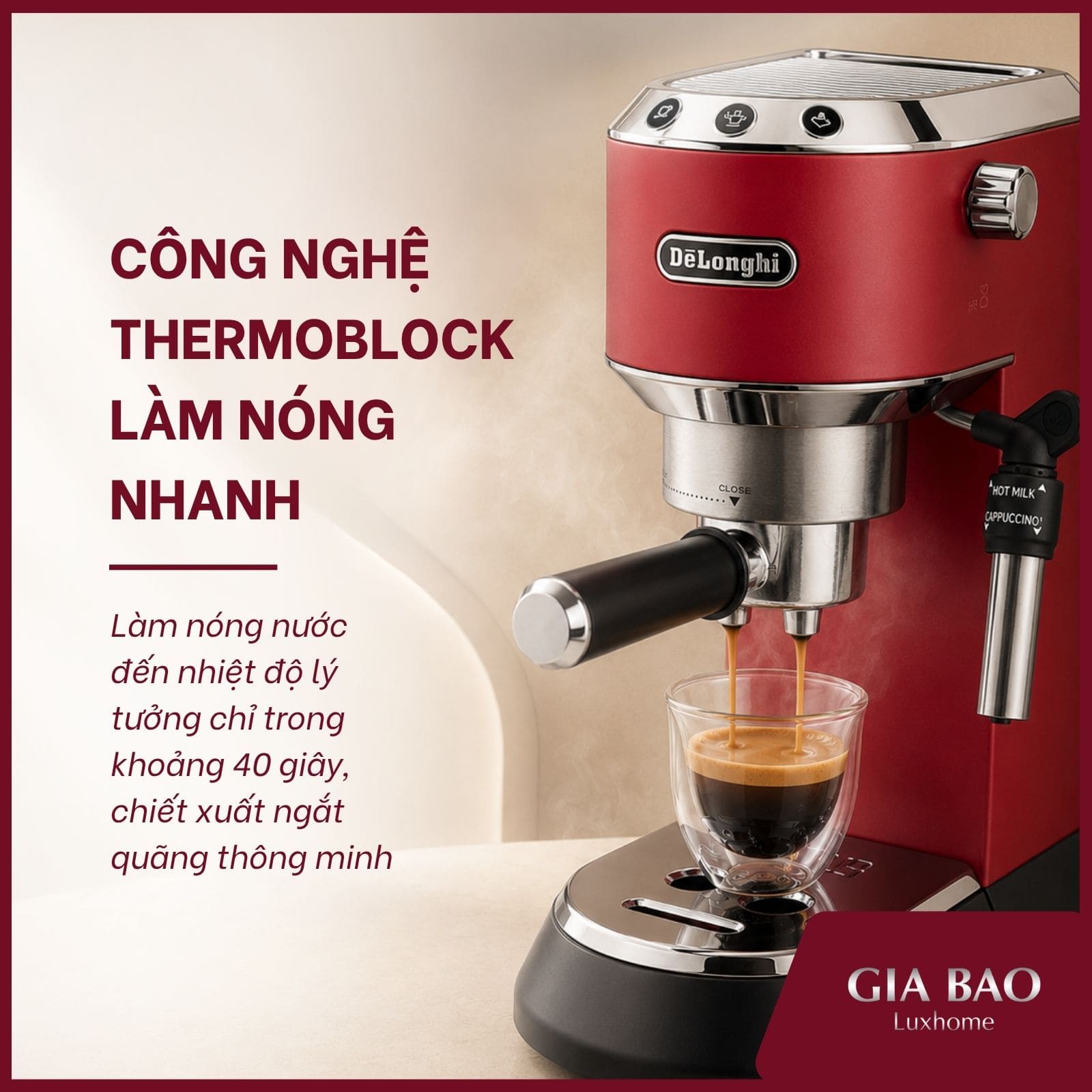 Công nghệ Thermoblock trên máy pha cà phê Delonghi EC685 R