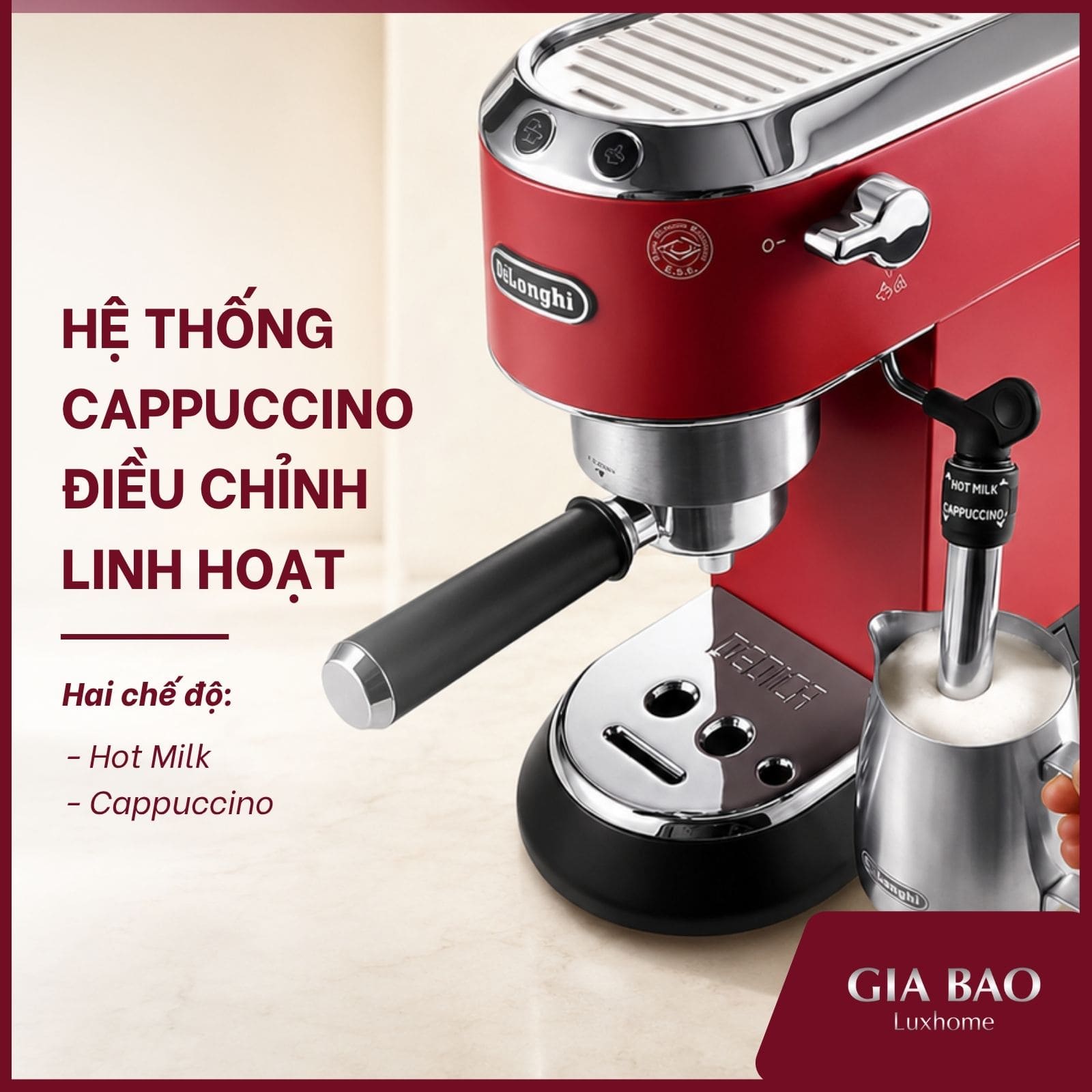 Vòi đánh sữa Cappuccino trên máy pha cà phê Delonghi EC685 R