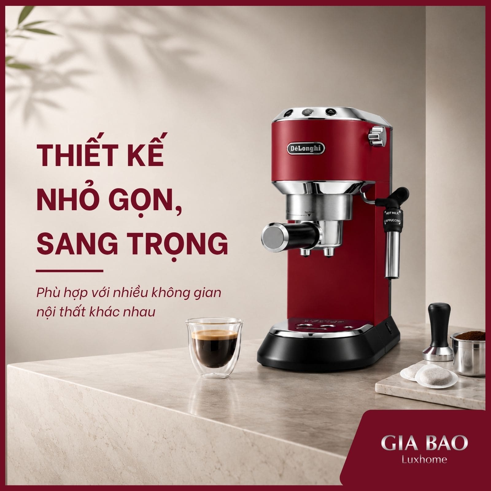 Thiết kế của máy pha cà phê Delonghi EC685 Thiết kế của máy pha cà phê Delonghi EC685