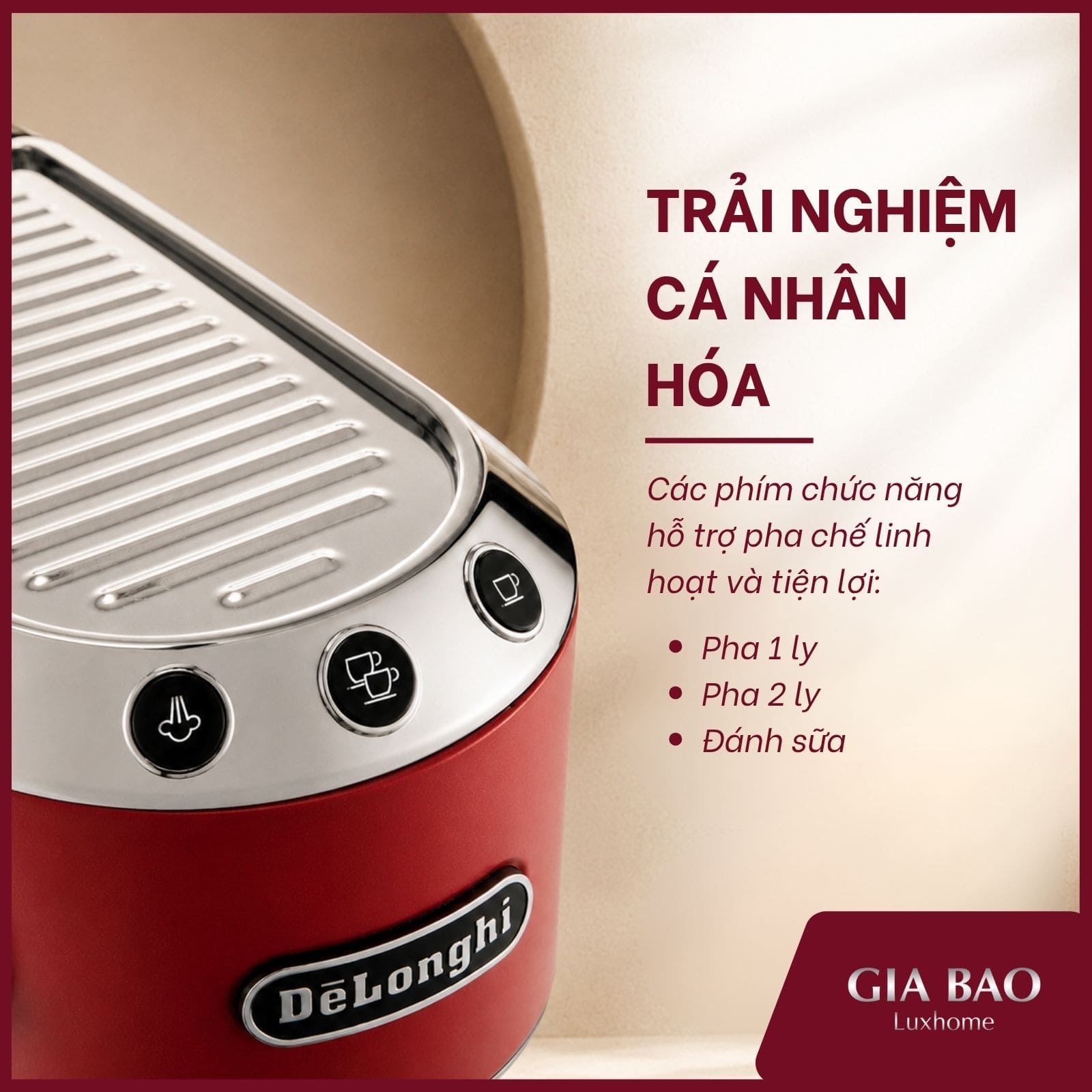 Trải nghiệm cá nhân hóa trên máy pha cà phê Delonghi EC685 R Trải nghiệm cá nhân hóa trên máy pha cà phê Delonghi EC685 R