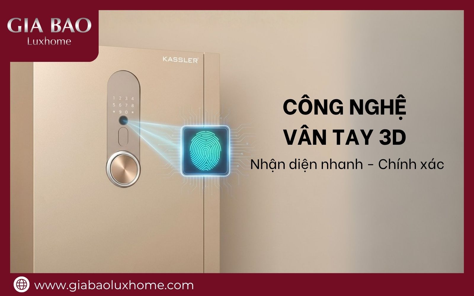 Két sắt Kassler chính hãng được trang bị công nghệ sinh trắc học vân tay hiện đại Công nghệ vân tay sinh trắc học hiện đại