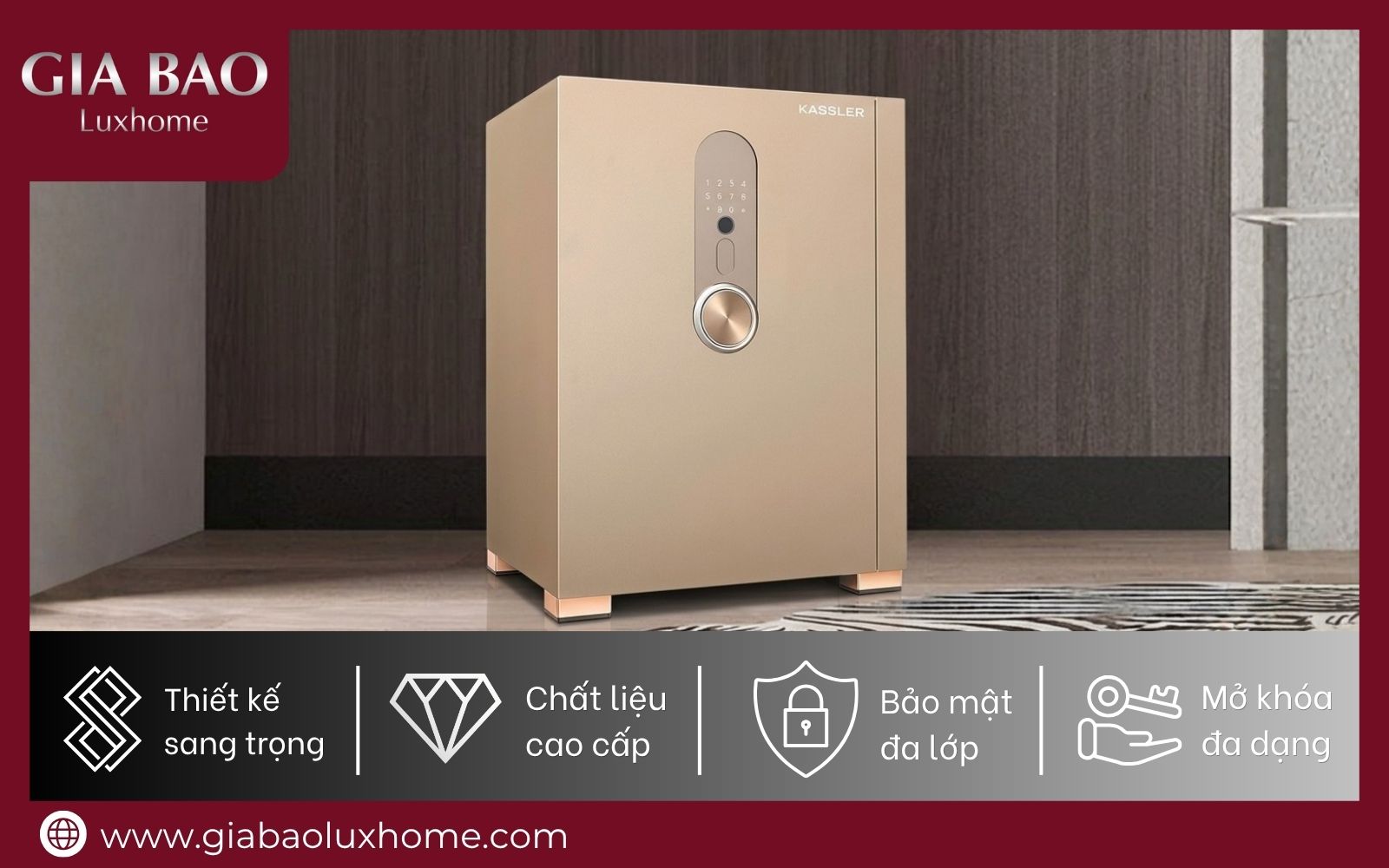 Két sắt Kassler cao cấp bảo mật đa lớp, mở khóa linh hoạt nhiều phương thức 4 đặc điểm nổi bật của két sắt điện tử Kassler
