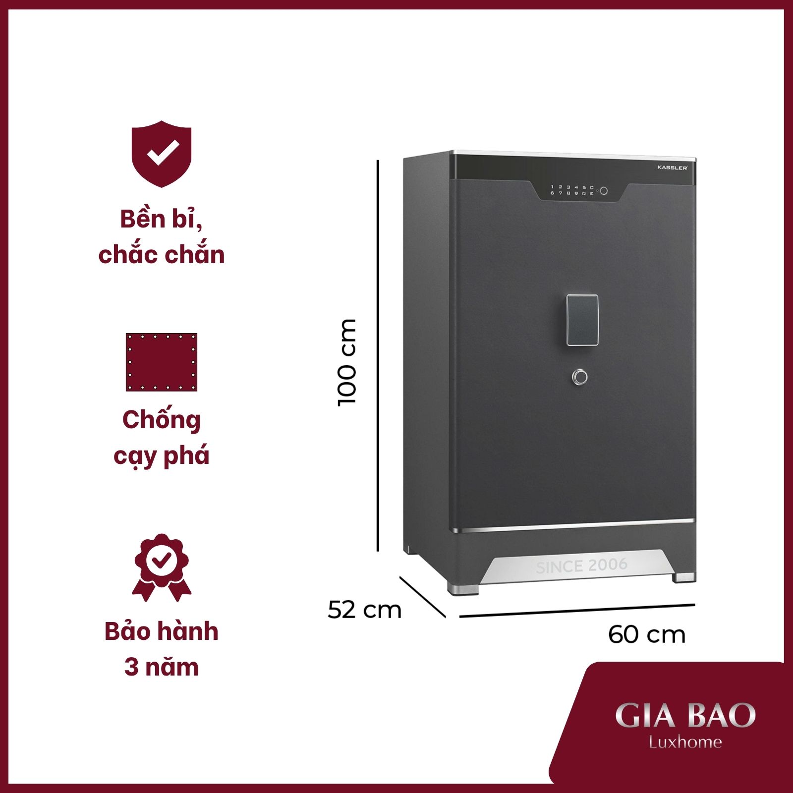 Két sắt Kassler KL-100LS6 Luxury gây ấn tượng với thiết kế sang trọng, hiện đại Két sắt Kassler KL-100LS6 Luxury thông minh