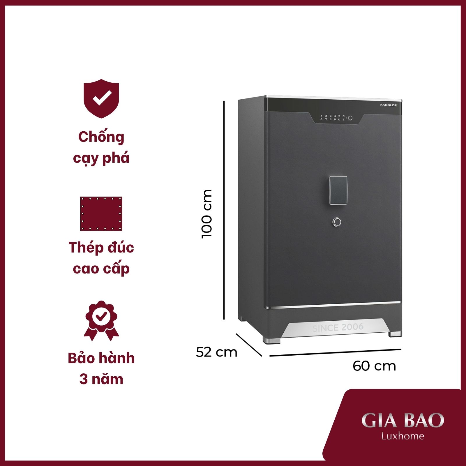 Két sắt Kassler KL-100LS6 Max Luxury với chiều cao lên đến 100cm Két sắt Kassler KL-100LS6 Max Luxury