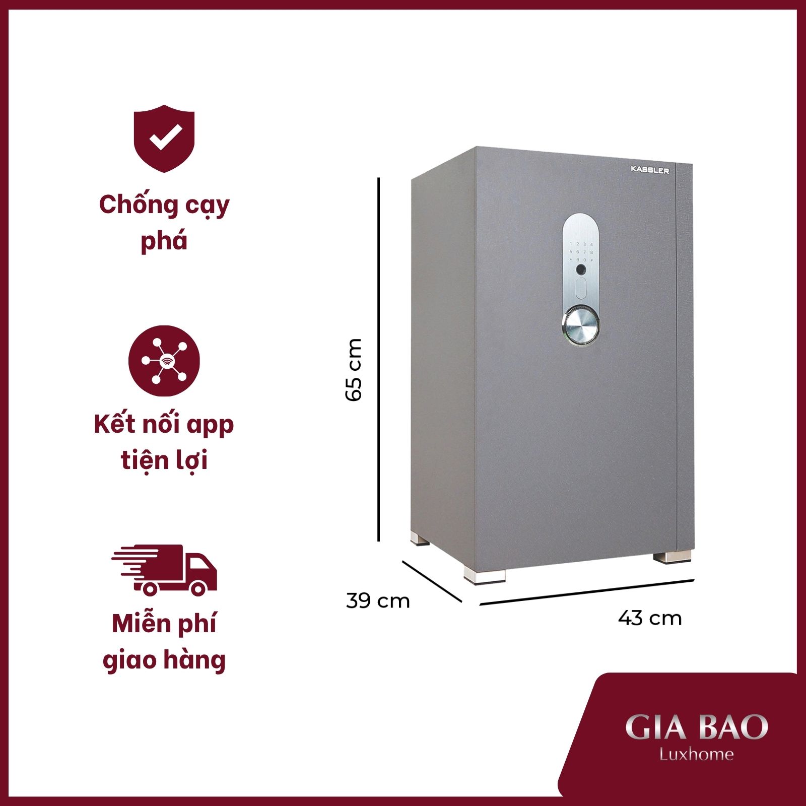 Két sắt Kassler KL-65H8 cho phép người dùng kiểm soát lịch sử mở két từ xa Két sắt Kassler KL-65H8