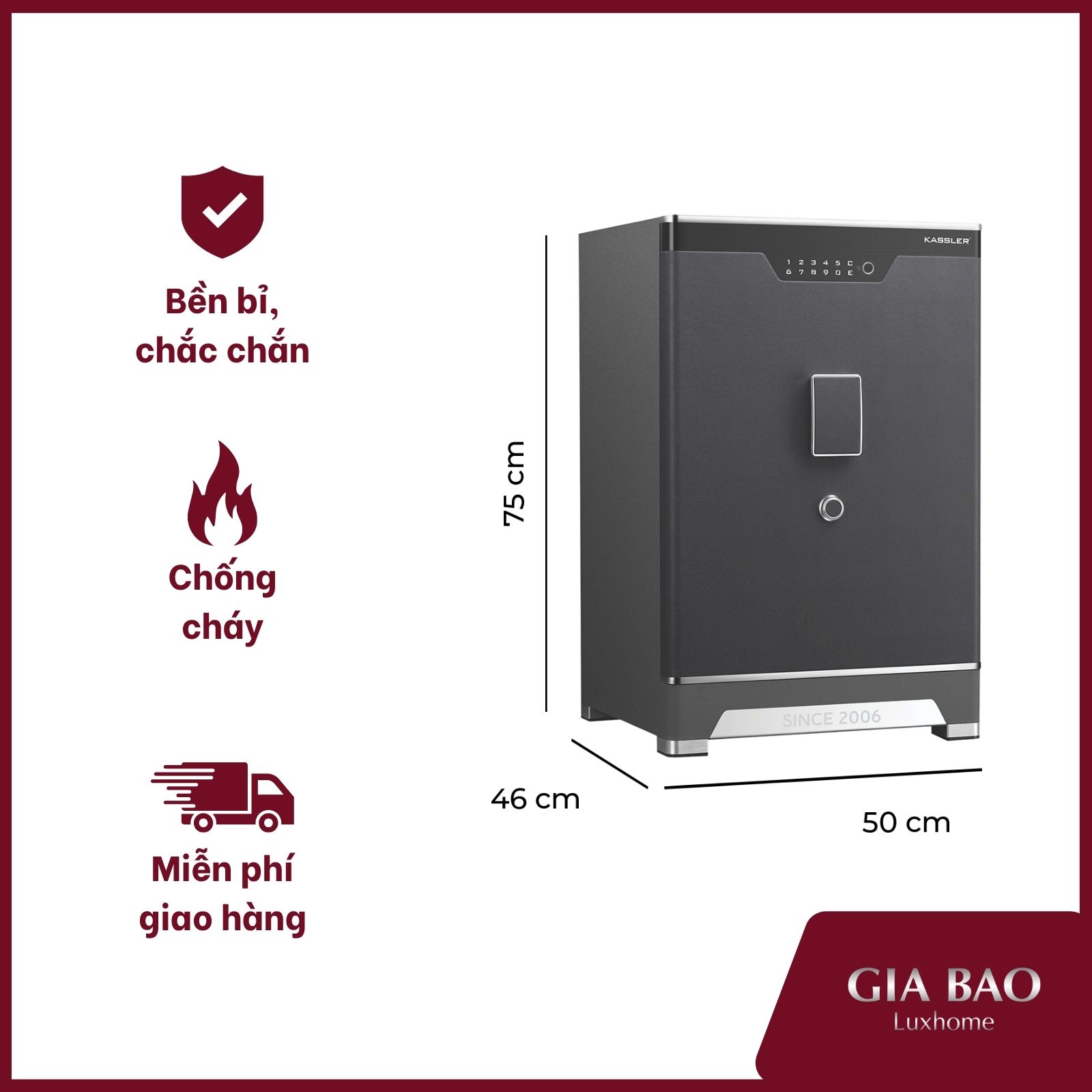 Két sắt KL-75LS6 tích hợp đầy đủ các công nghệ mở khóa tiên tiến Két sắt KL-75LS6