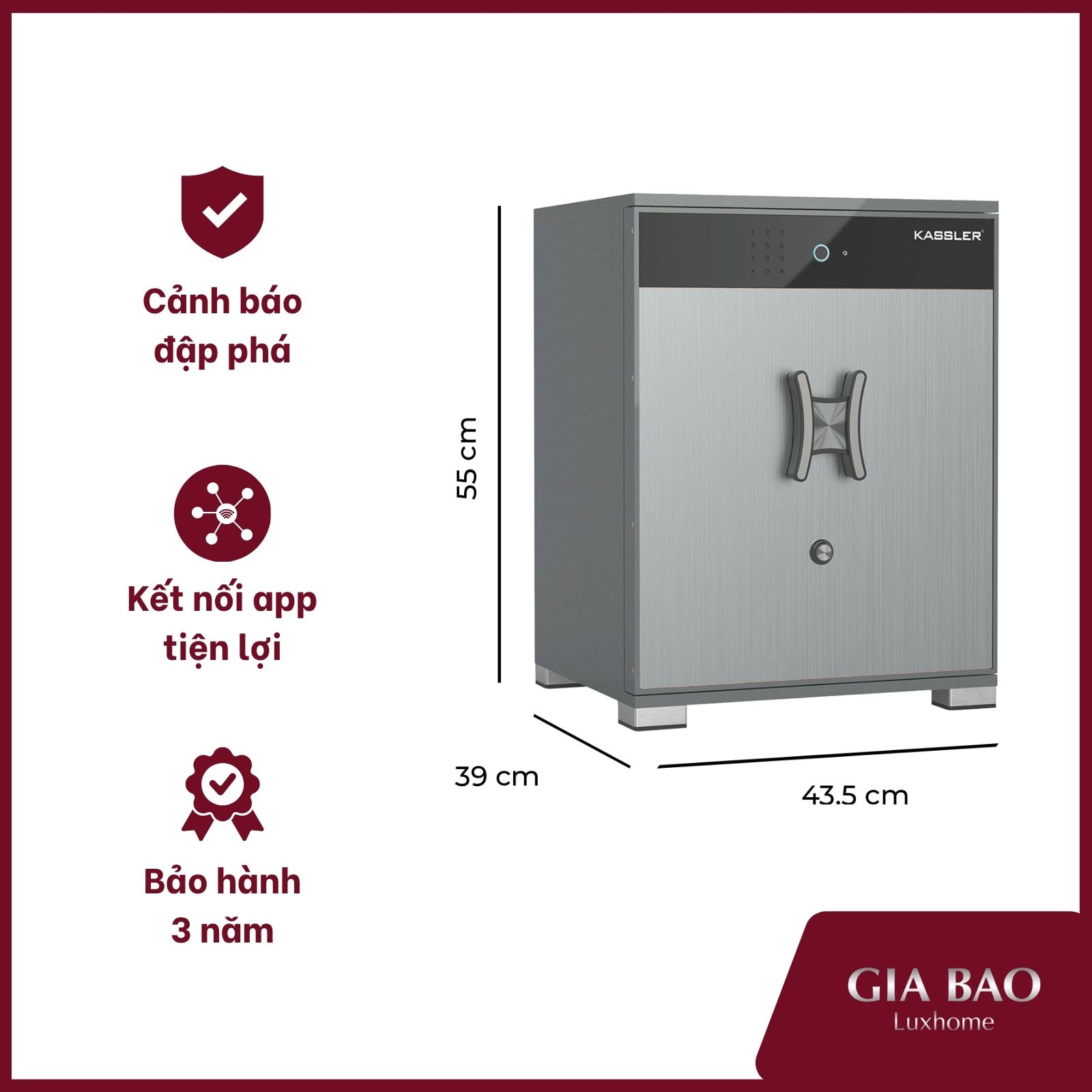 Két sắt thông minh Kassler KL-55LS7 với kích thước nhỏ gọn Két sắt thông minh Kassler KL-55LS7
