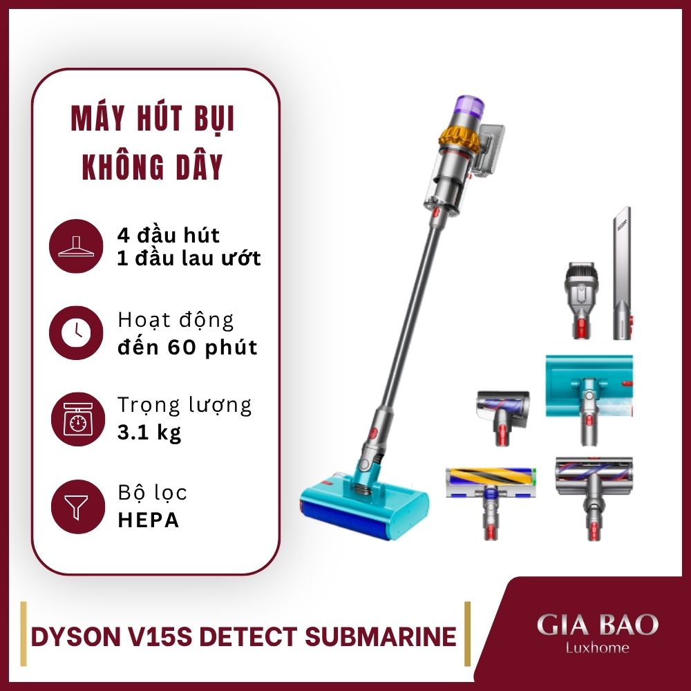 Máy hút bụi lau nhà Dyson V15s Detect Submarine