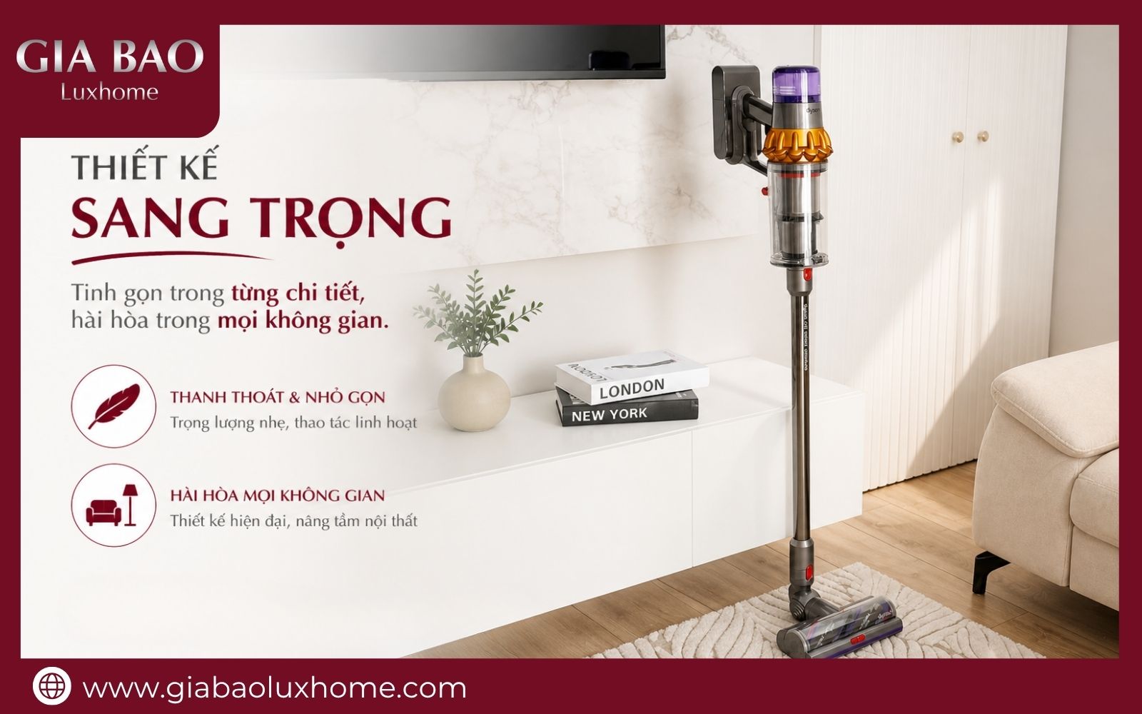 Máy hút bụi lau nhà Dyson có thiết kế sang trọng