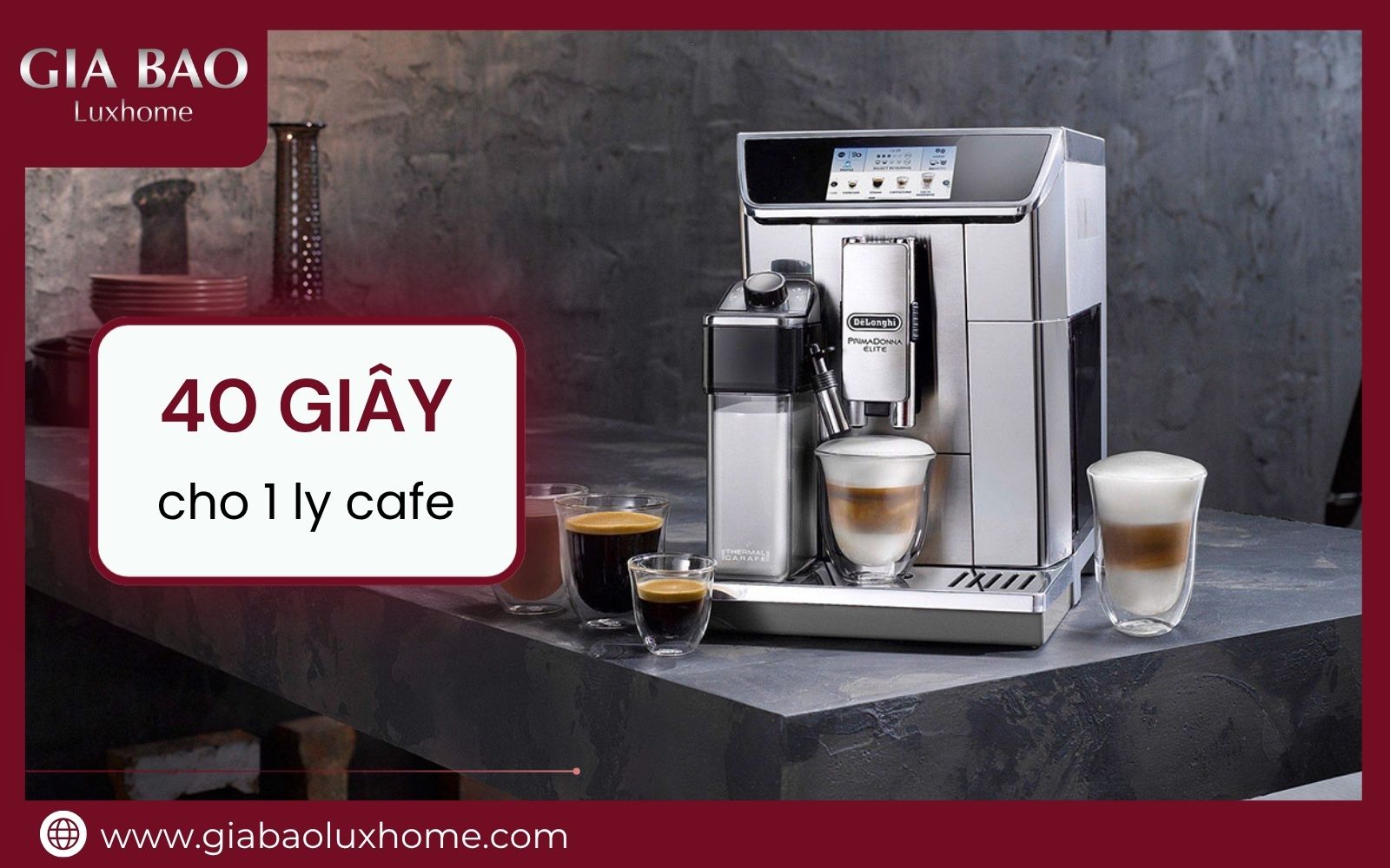 Công nghệ Thermoblock giúp kiểm soát nhiệt độ và chiết xuất cà phê chỉ trong 40 giây Hiệu suất mạnh, pha cà phê nhanh chóng