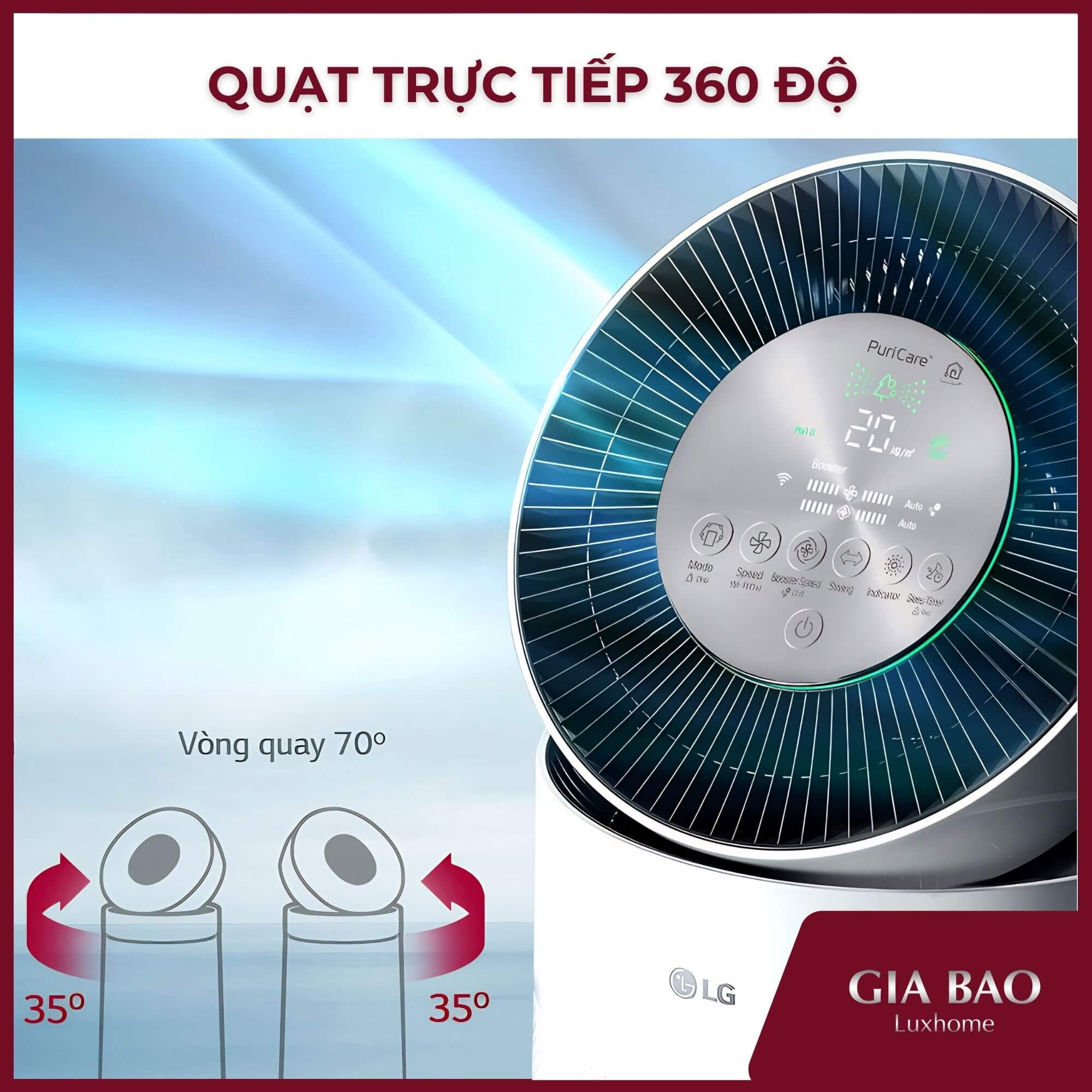 LG PuriCare AS10GDWH0 quạt trực tiếp 360 độ