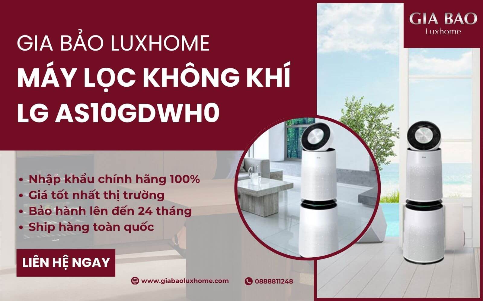 Mmáy lọc không khí LG AS10GDWH0 tại Gia Bảo Luxhome