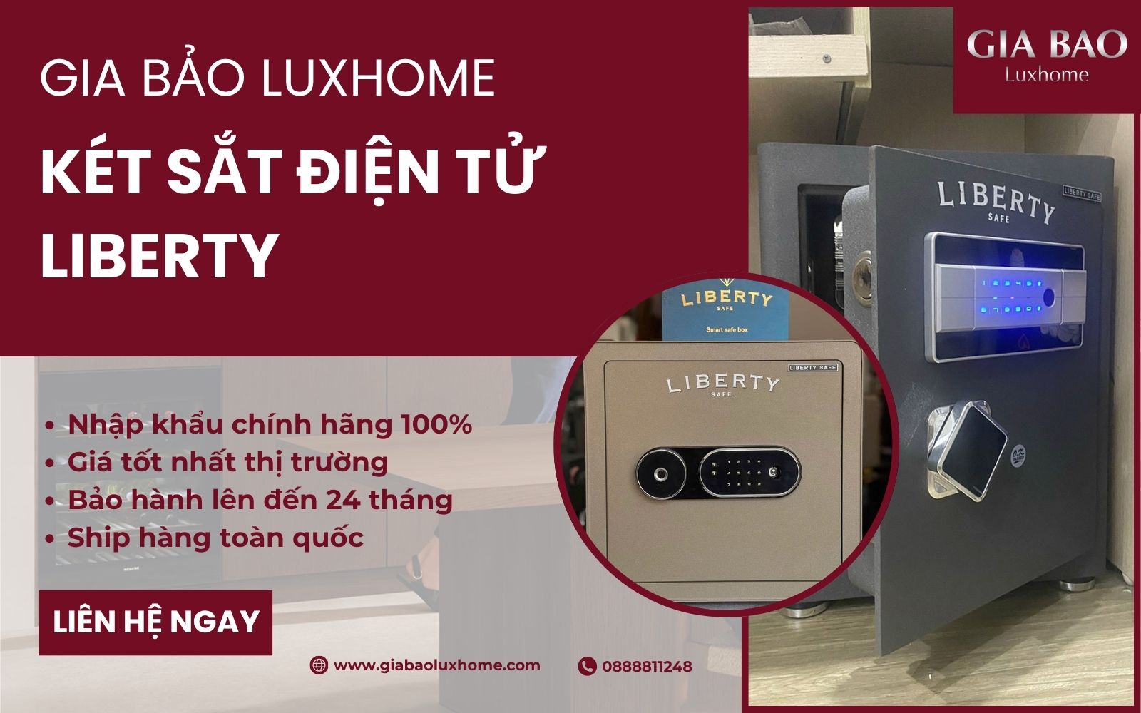 Gia Bảo Luxhome - Địa chỉ cung cấp két sắt điện tử Liberty chính hãng, chất lượng