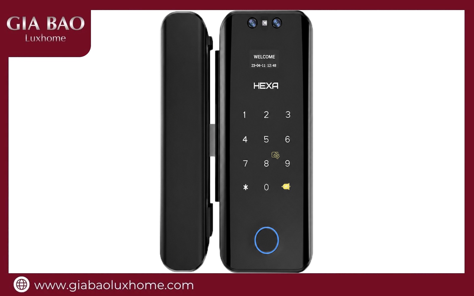 Chọn khoá cửa theo loại cửa: Hexa G100 Pro cho cửa kính cường lực.