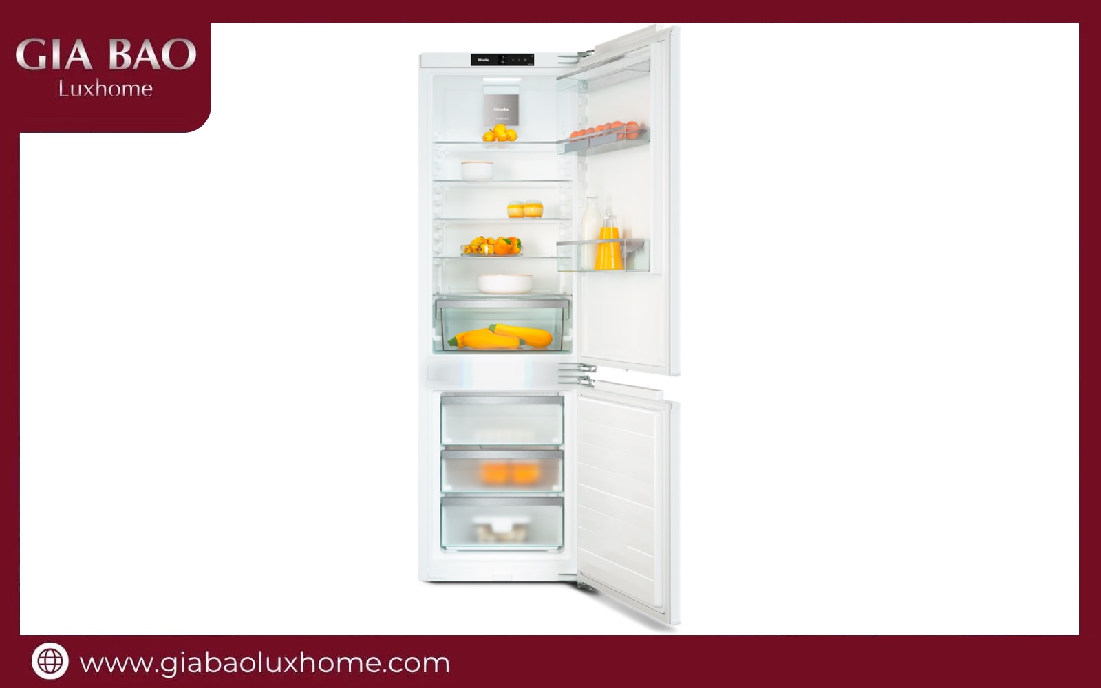Tủ lạnh nhập khẩu cao cấp Miele KFN 7734 C 253L lắp âm hoàn toàn vào tủ bếp