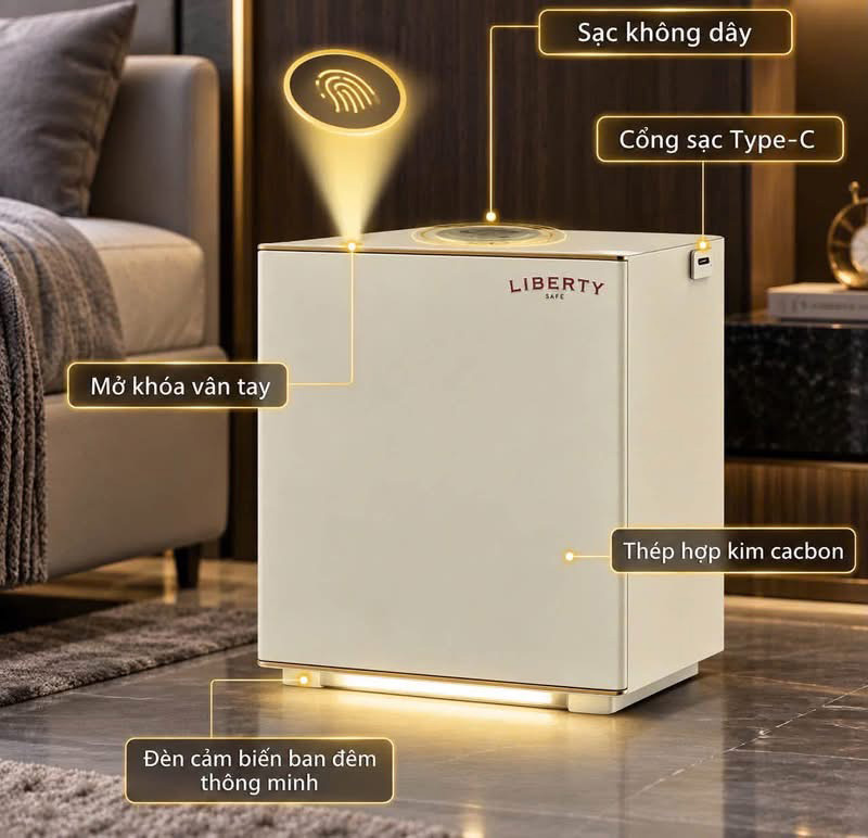 Két sắt vân tay Liberty LBX300 32kg tích hợp sạc không dây – ảnh 2