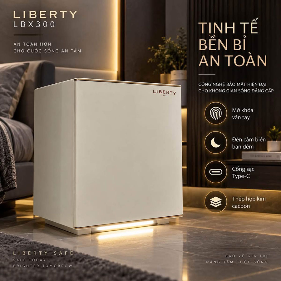 Két sắt vân tay Liberty LBX300 32kg tích hợp sạc không dây – ảnh 3