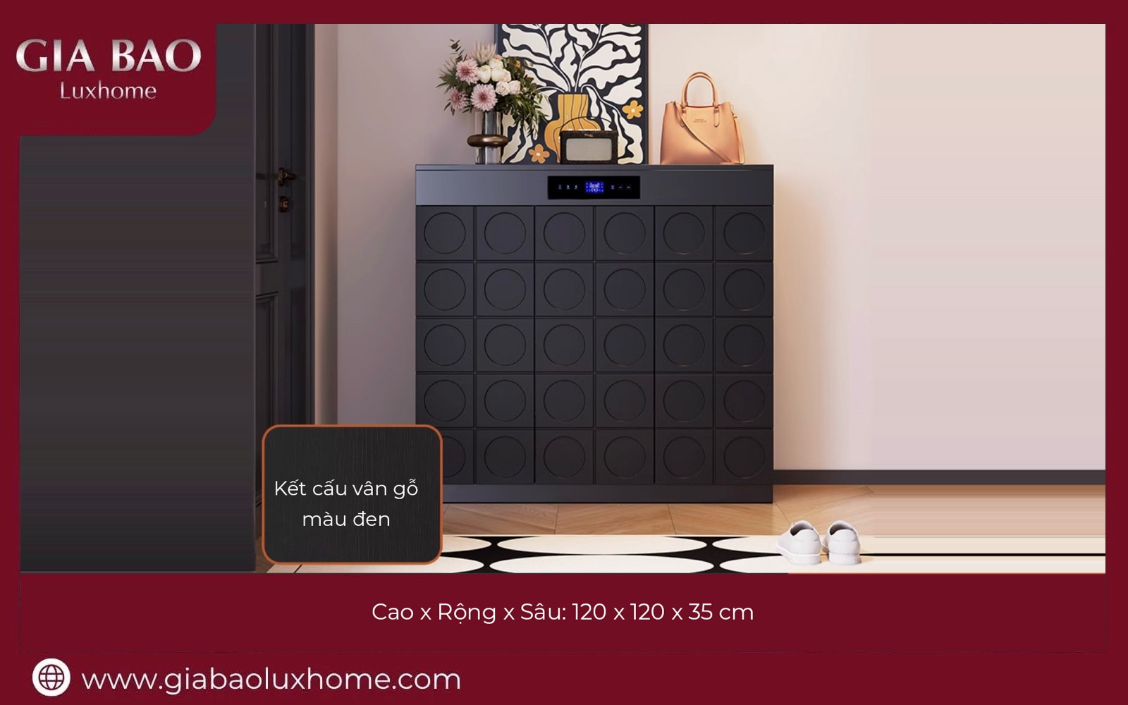 Tủ giày thông minh khử mùi sấy khô GB01 kích thước 120x120x35 cm