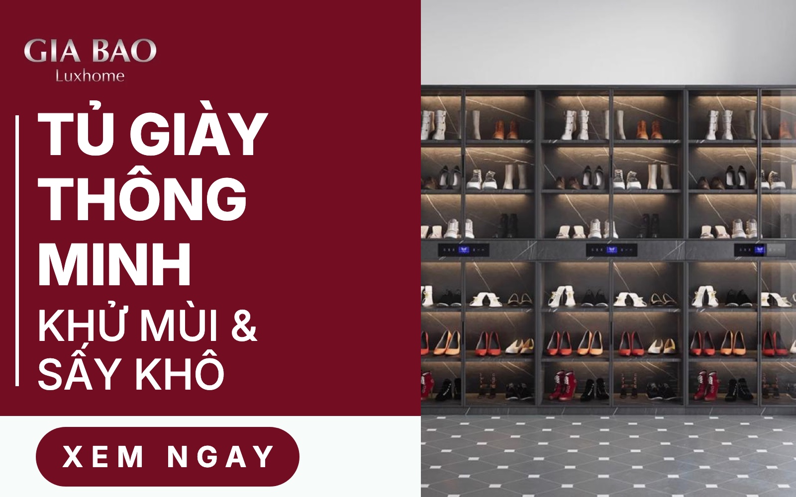 Tủ giày thông minh khử mùi sấy khô – Gia Bảo Luxhome