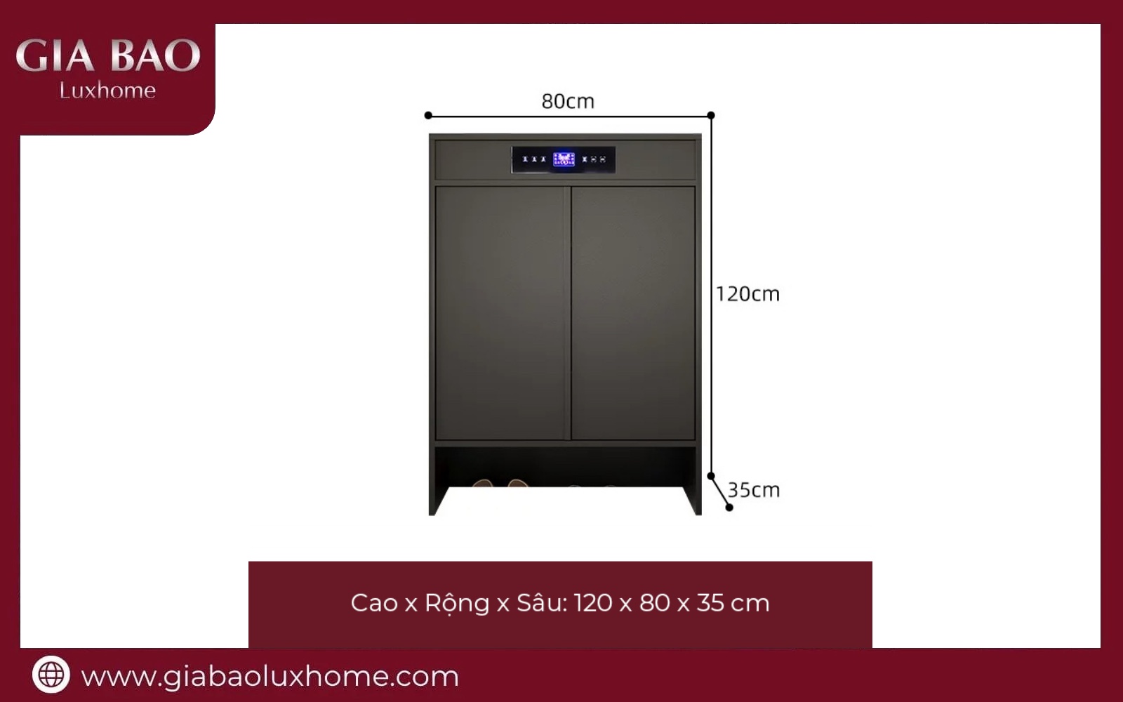 Tủ giày thông minh GB11 bản cao 120cm rộng 80cm sâu 35cm màu vân gỗ