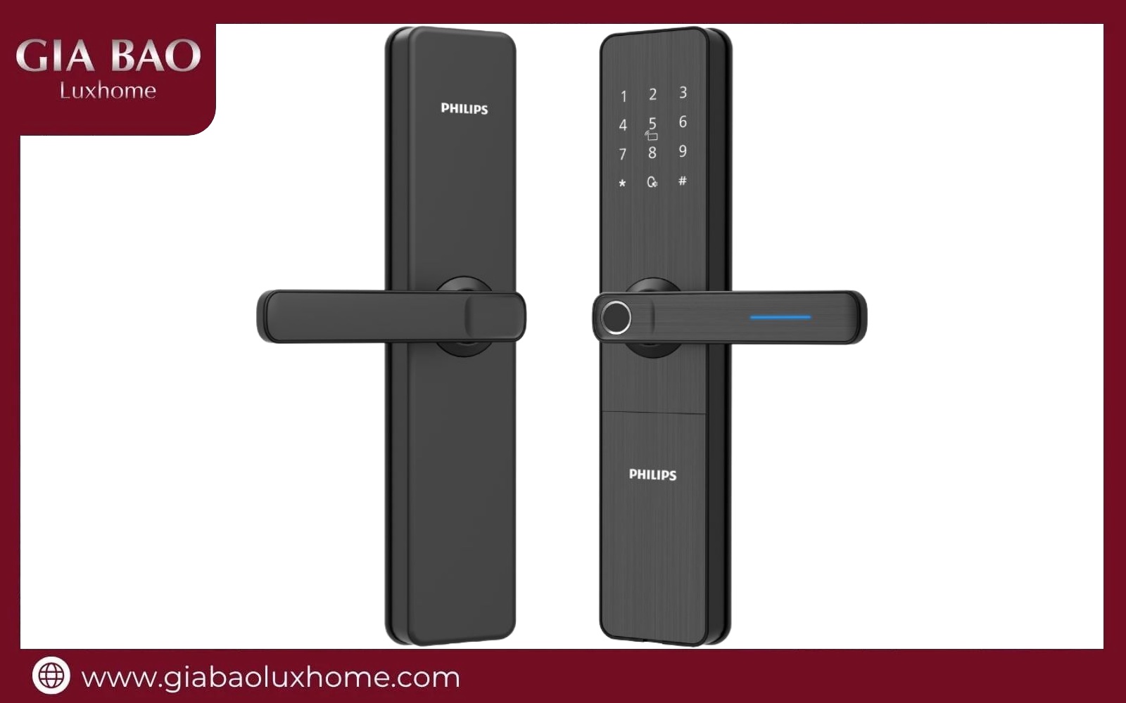 Khóa cửa Philips DDL609-5HS với bàn phím cảm ứng và ổ chìa cơ