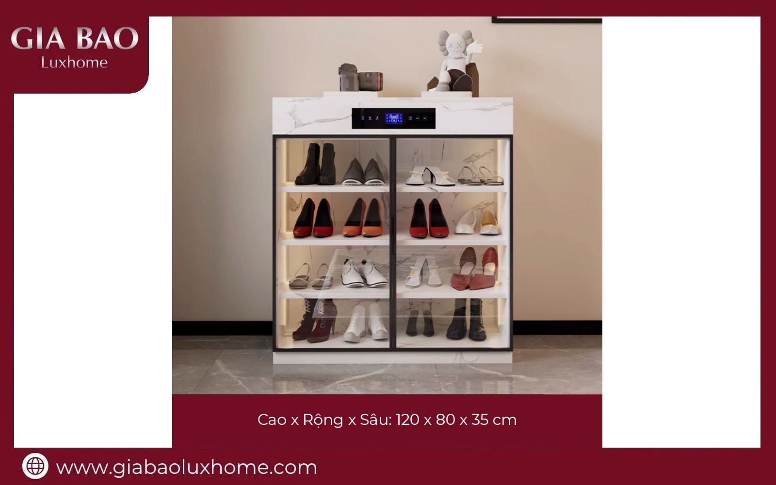 Tủ giày thông minh GB03 bản rộng 80cm xếp nhiều tầng giày